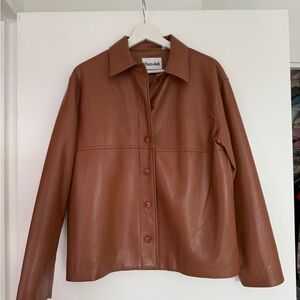 Aritzia Sunday Best Women's Brown Faux-Leather Jacket